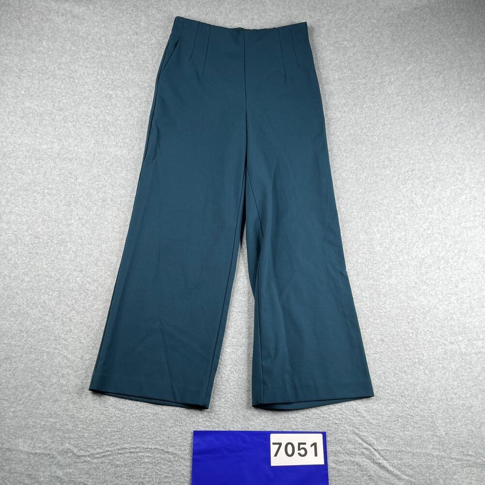 Nicole Miller New York Pants Womens Size XS Green Wide Leg Casual Elastic Waist
